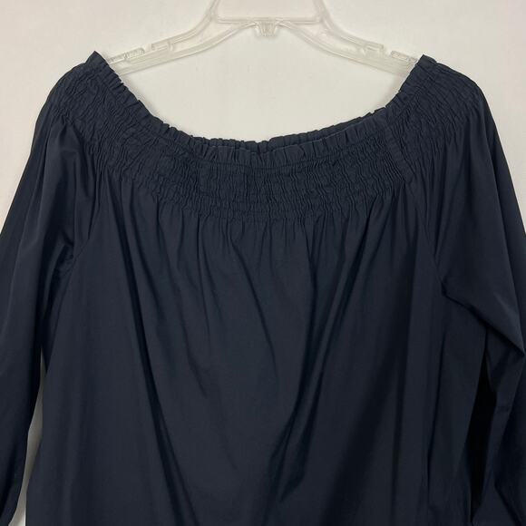 ZARA Off-Shoulder Boho Blue Shift Crochet Hem Dress Size S - Picture 3 of 11